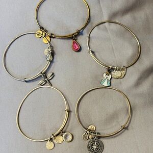 Alex & Ani Set of 5 Bracelets Charms Angel Pink Dragonfly Mother